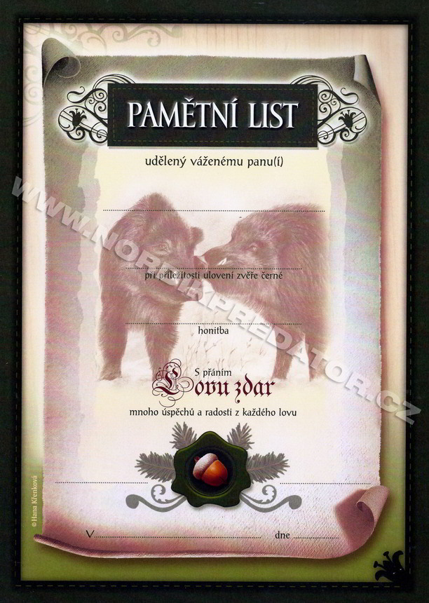 Pamětní list - Černá zvěř