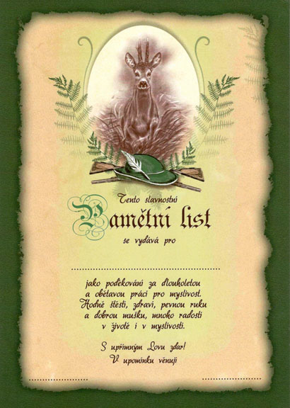 Pamětní list za dlouholetou práci