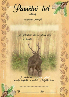 Pamětní list - Jelen Sika