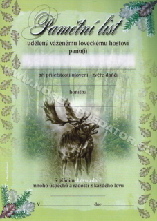 Pamětní list - Dančí zvěř