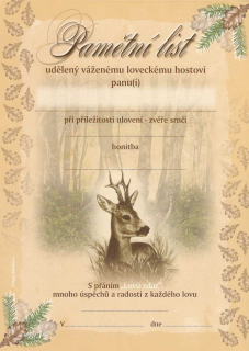 Pamětní list - Srnčí zvěř